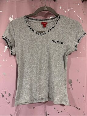 GUESS Women’s Gray Logo Trim Tee